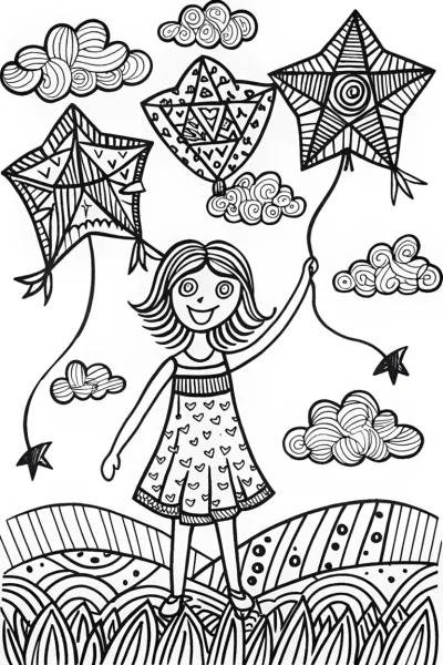 Barbie’s Dreamy Sky Adventure Coloring Page