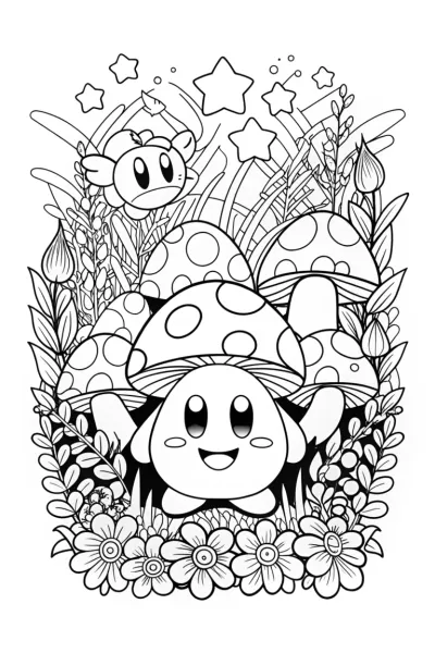Kirby in the Enchanted Garden Coloring Page