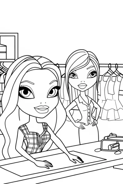 Bratz dolls in a fashion lab