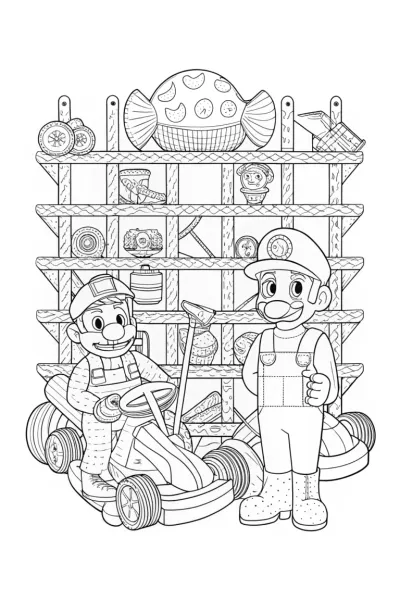 Mario and Luigi Mechanic Coloring Page
