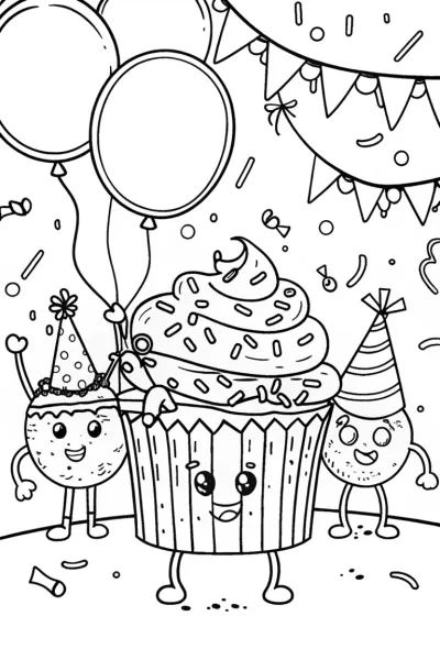 The Cuddly Cupcake Party Coloring Page