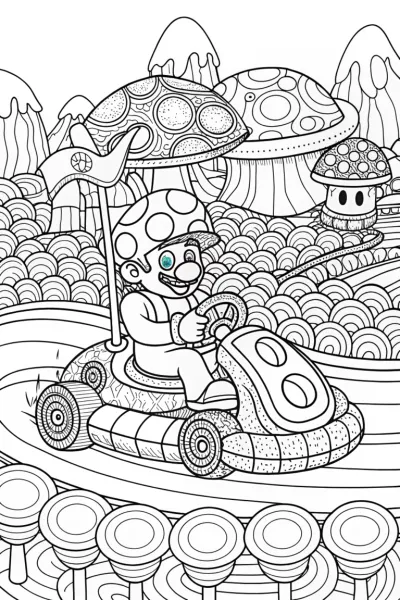 Toad’s Mushroom Kingdom Race Adventure Coloring Fun