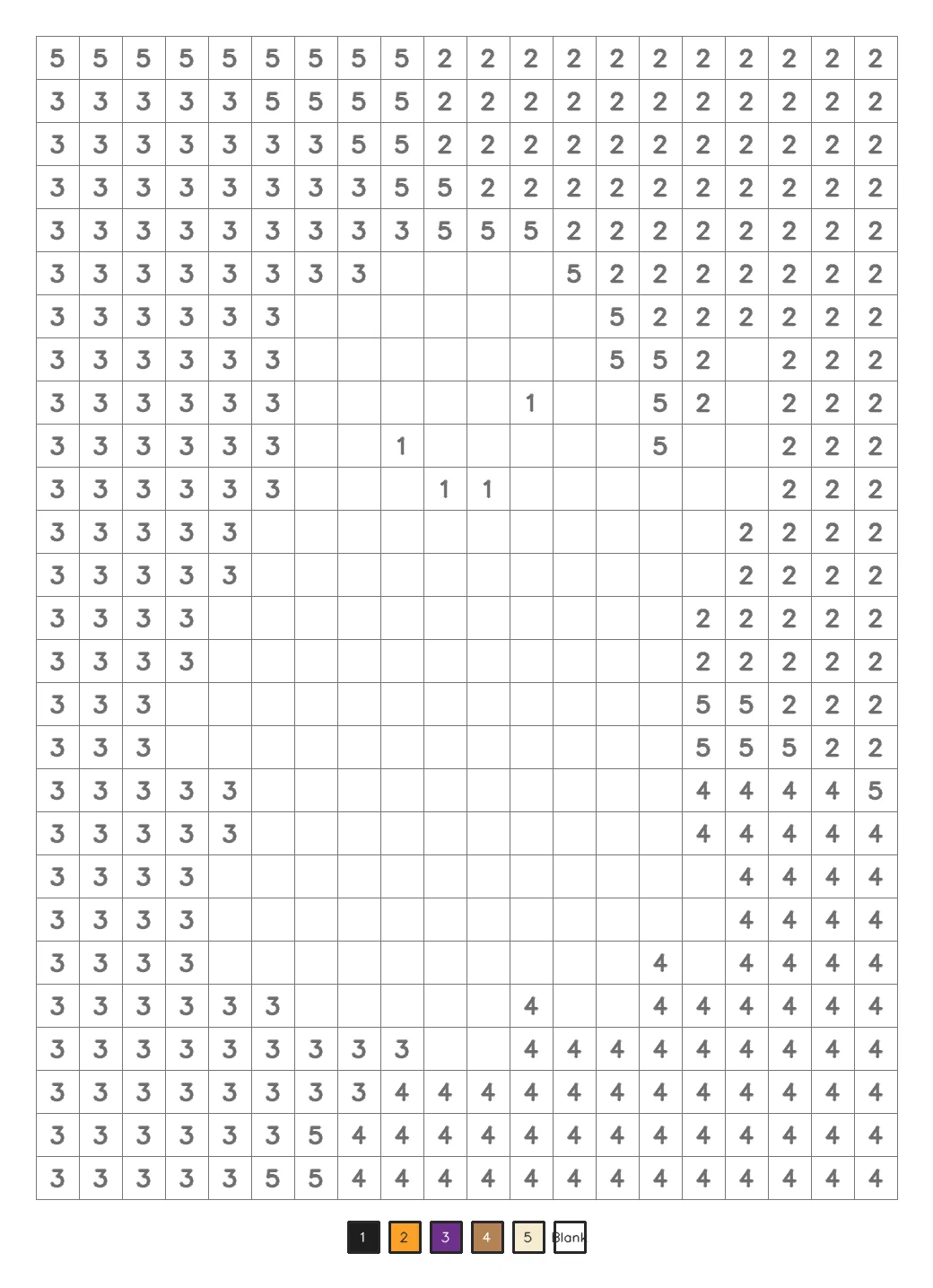 Halloween color by number puzzle 2, a kids level coded grid