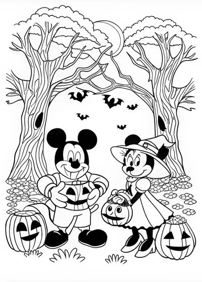 Haunted House and Spooky Jack-o’-Lanterns Coloring Page