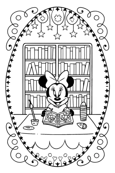 Minnie Mouse’s Enchanted Bookmark Adventure Coloring Page