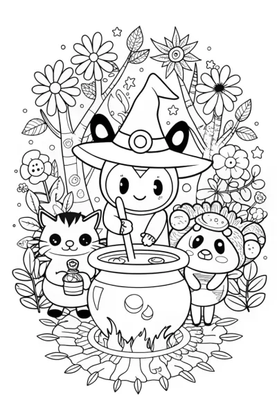Kuromi’s Enchanted Potion Party Coloring Page