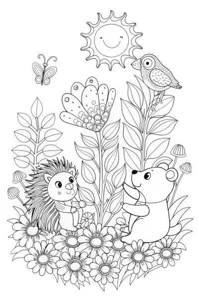 Rainbow Friends’ Garden of Joy Coloring Page