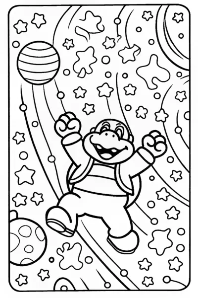 Bowser’s Cosmic Dance Party Coloring Page