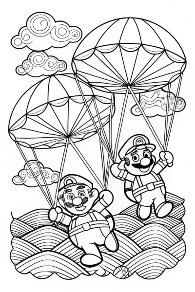 Mario and Luigi sky surfing