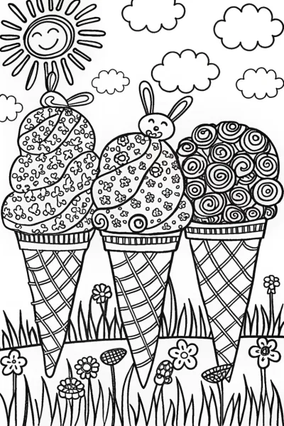The Enchanted Ice Cream Garden Coloring Page
