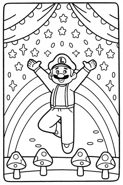 Mario’s Magical Mushroom Ballet Coloring Page