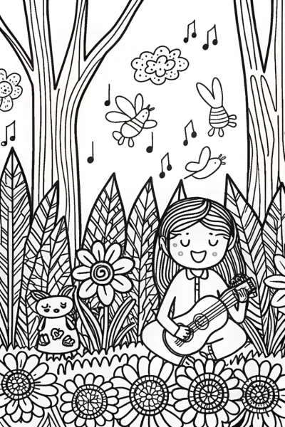 Gabby’s Magical Musical Garden Coloring Page