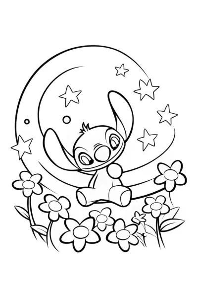 Stitch’s Galactic Garden Workshop Coloring Page