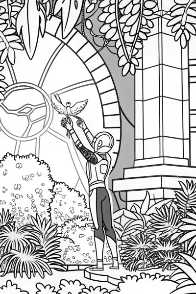 Miles Morales in the Tech Jungle Coloring Page