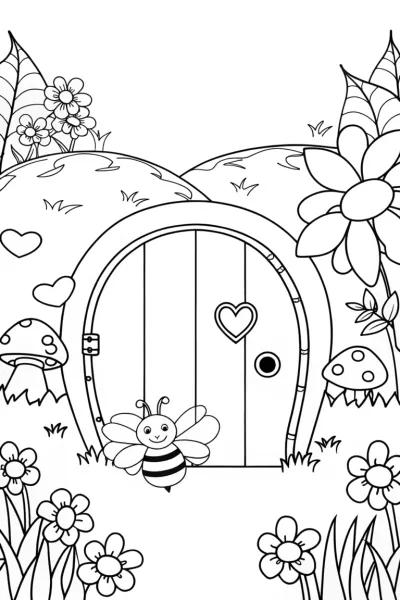 Heartfelt Garden Adventure Coloring Page