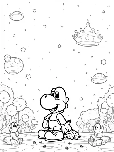 Yoshi gardening on an alien planet