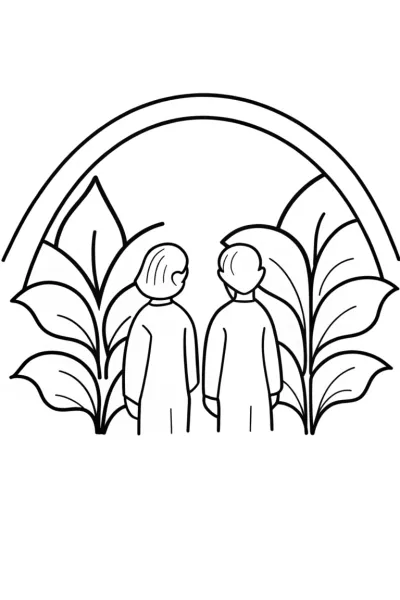 Rainbow High students in a garden