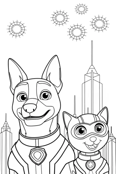 The Super Pup and His Amazing Mech-Companion Coloring Page