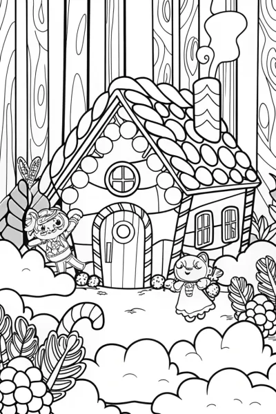 Gingerbread House Adventure Coloring Page