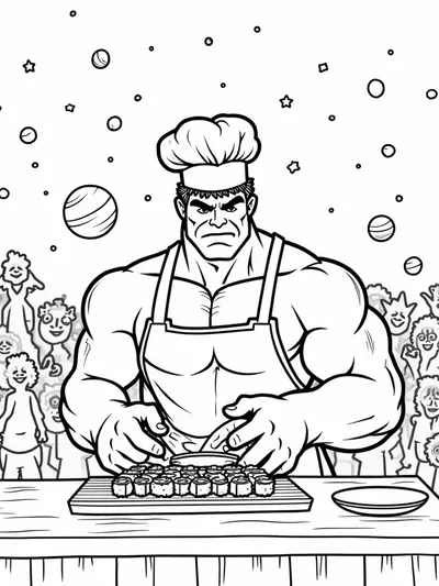 Hulk making sushi in space