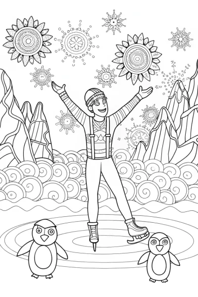 Blippi’s Adventure on the Ice Rink Coloring Page