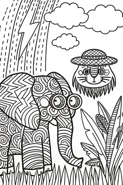 Electro-Safari Adventure Coloring Page