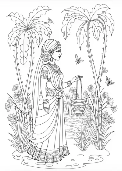 Indian Princess in a Garden Oasis