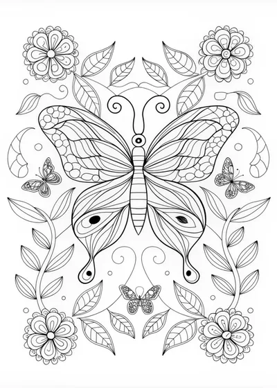 Intricate Butterfly Bliss Coloring Page