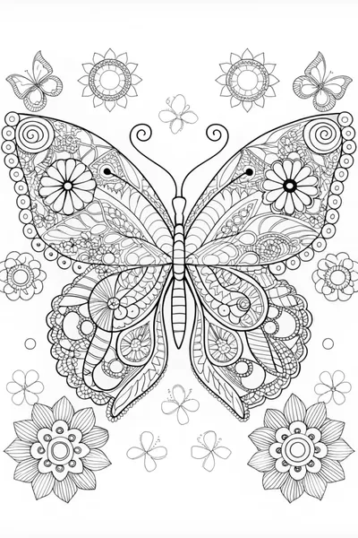 Intricate Butterfly Patterns Coloring Page