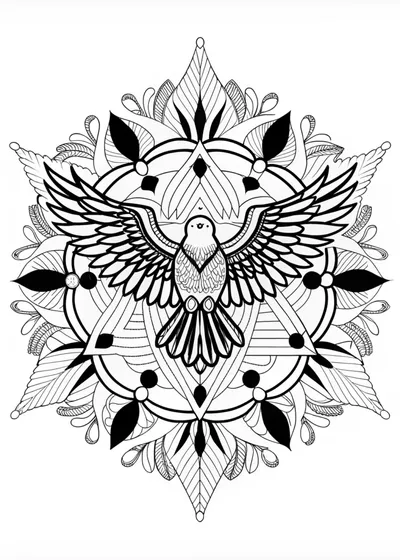 Intricate Eagle Mandala Coloring Page