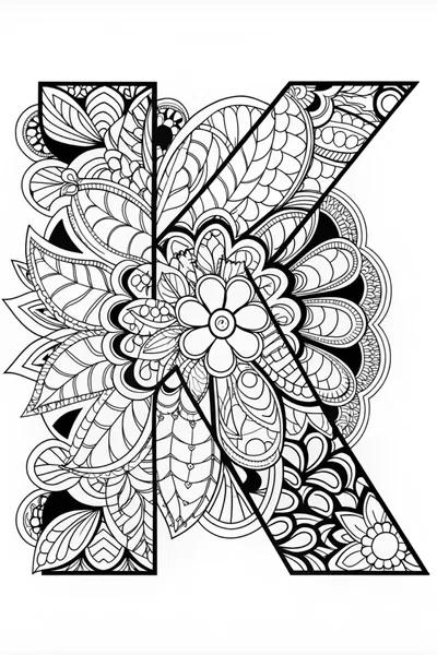 Intricate Letter K Coloring Fun