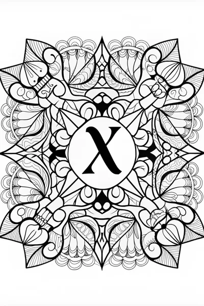 Intricate Letter X Coloring Page