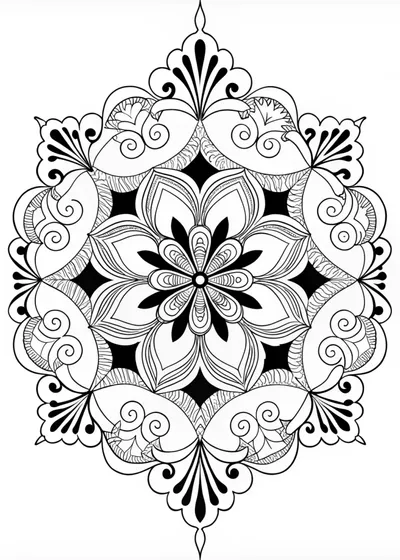 Intricate Mandala and Swirls Coloring Page