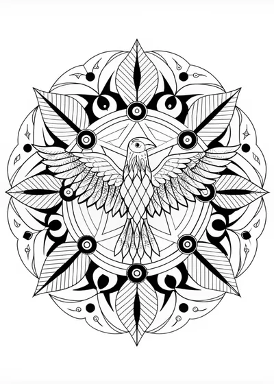 Intricate Mandala with Majestic Eagle