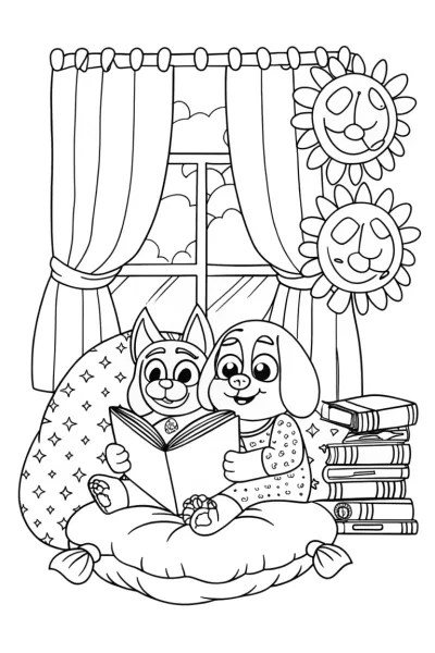 Bluey’s Cozy Reading Nook Coloring Page