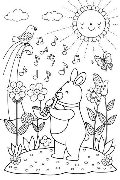 Rainbow Friends Garden Concert Coloring Page
