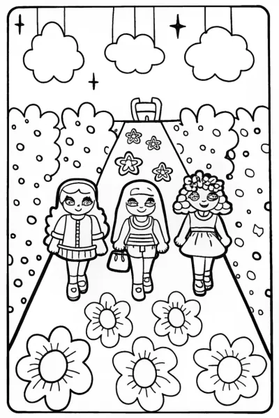 Bratz Dolls Whimsical Fashion Parade Coloring Page