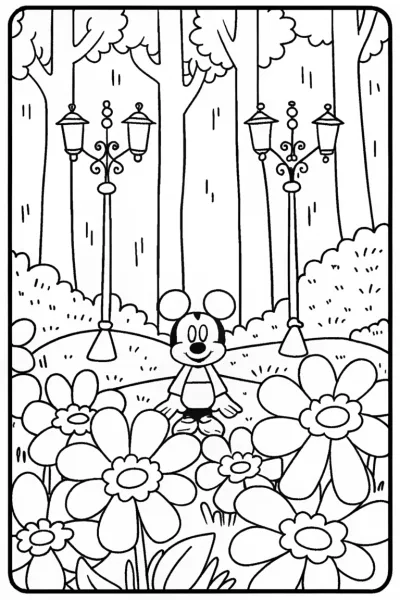 Mickey Mouse in the Magical Garden Quest Coloring Page