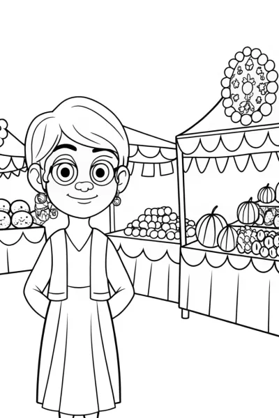 Mirabel’s Magical Market Adventure Coloring Page