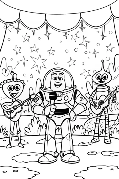 Buzz Lightyear’s Cosmic Musical Adventure Coloring Page