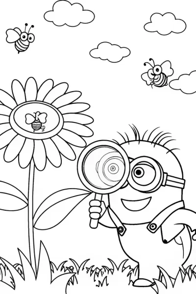 Minion’s Magical Garden Adventure Coloring Page