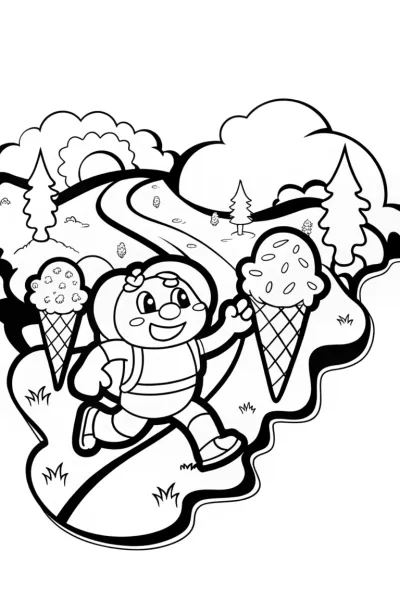 Ice Cream Explorer Adventure Coloring Page