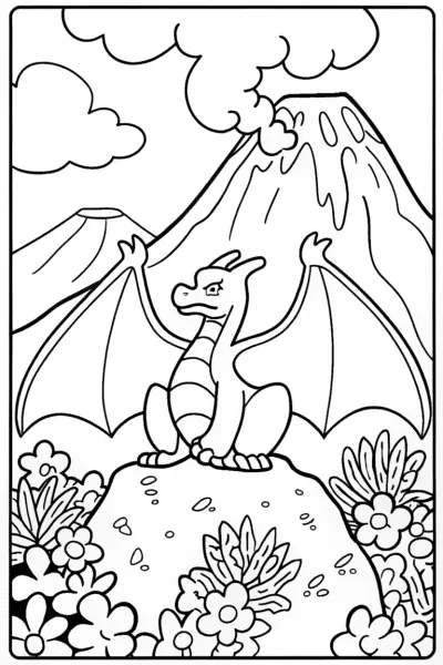 Charizard’s Fiery Lava Expedition Coloring Page