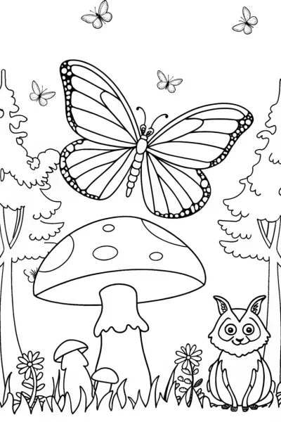 Butterfly Guardians of the Forest Coloring Page