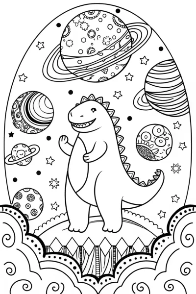 Godzilla’s Solar System Adventure Coloring Page