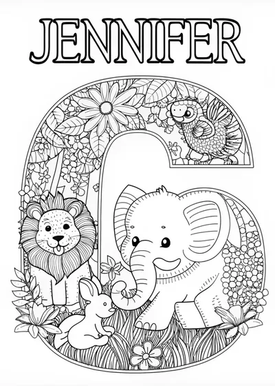 Jennifer’s Animal Friends Coloring Page