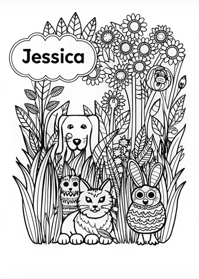 Jessica’s Animal Friends Coloring Page