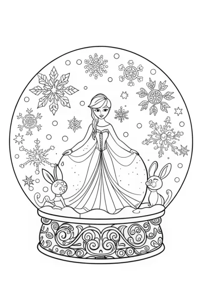 Elsa’s Enchanted Snow Globe Coloring Page