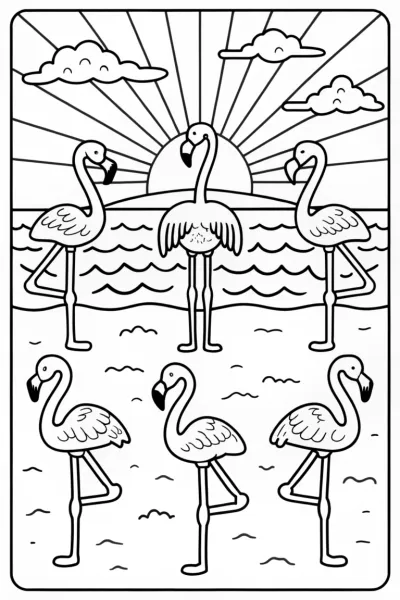 Flamingo Yoga Retreat Coloring Page
