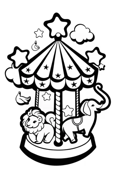 Rainbow Dreams Carousel Coloring Page